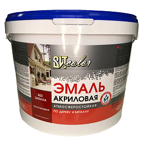 Эмаль акриловая полуглянцевая универсальная красная RAL 3020 ВИТ color 10кг.