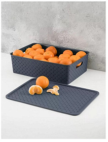 Корзина д/хранен, 7.5 л, 35х24.5х10.5 см, прямоуг, плетен, пластик, космик, с крыш, Violet, Береста,