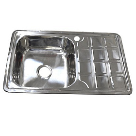 Мойка д/кухни  врезная, 78х48 левая, 0,8 мм, глубина 180 мм + большой сифон (7848L)