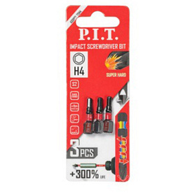 Бита ударная магнитная P.I.T. H3x25 мм, IMPACT, торсионная зона, 3 шт.(ASDR01-25H4)										