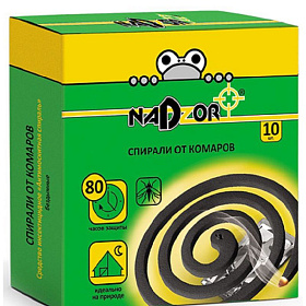 Спираль от комаров NADZOR малодымные без запаха 10шт черные