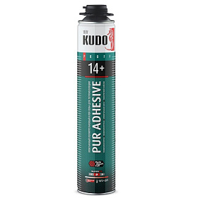 Клей-пена КУДО PUR ADHESIVE PROFF 14+ полиуретановый монтажный профессиональный 1л всесезонный