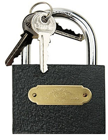 замок Навесной 75мм серый, английский, 3 ключа, запирание ключом "ЕРМАК"