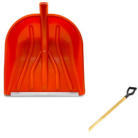 Лопата снеговая 415х400мм Вьюга №5 цветная алюм. планка с дер. черенком 1с 1м и V-ручкой