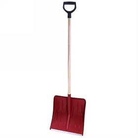 Лопата снеговая 410х435  Метелица цветная с алюм. планкой D-32 с дер черенком в/с с V руч