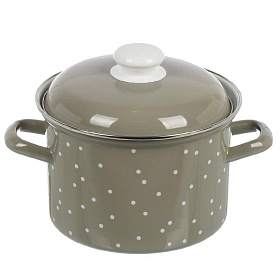 Кастрюля эмал.  3 л. С-1612АП2/8Кс White dots индукция