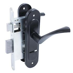 замок Врезной с ручкой на планке ЗВ 9-4,07 ПТИМАШ черный, сувальдный, прямоугольный.ригель, 3 ключа