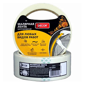 Лента малярная (38мм*50м) креппированная 140мкм DECOR