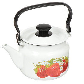 Чайник эмал. 2 л. с декором, ручка металлическая, в ассортименте, 42704-102/6 белый