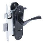 замок Врезной с ручкой на планке ЗВ 9-4,07 ПТИМАШ черный, сувальдный, прямоугольный.ригель, 3 ключа