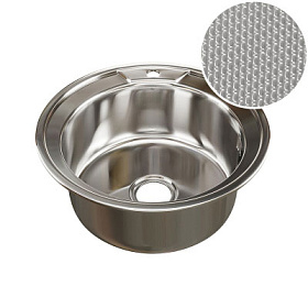 Мойка д/кухни врезная MIXLIN толщина 0,8 d-49 круглая вып. 3 1/2 (глуб. чаши 18см) с сифоном Декор