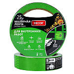 Лента малярная (38мм*25м) зеленая для внутр. работ DECOR