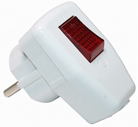 Вилка эл. с/з 16А 250В белая угловая с выкл. TANGO