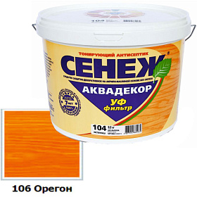 Средство защитное д/древесины "Сенеж Аквадекор", Х2 орегон 2,5 кг.