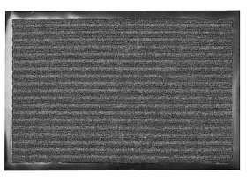 Коврик грязезащитный, 60х90 см, прямоуг, резина, с ковролином, ребристый, сер