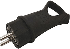 Вилка эл. прямая каучук с ушком 2Р+Е 16А 250В IР44 VKL electric