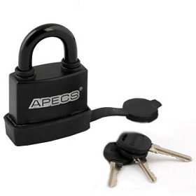 Замок навесной PDR-50-55 L APECS, чугун в пластике, английский, 3 ключа, автомат БЛИСТЕР 